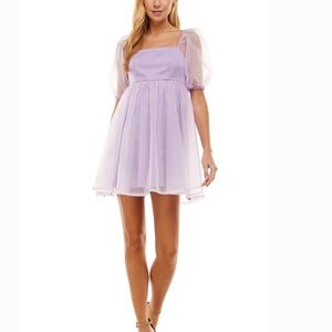 Women’s Lavender Puff Sleeve Mini Dress - Small